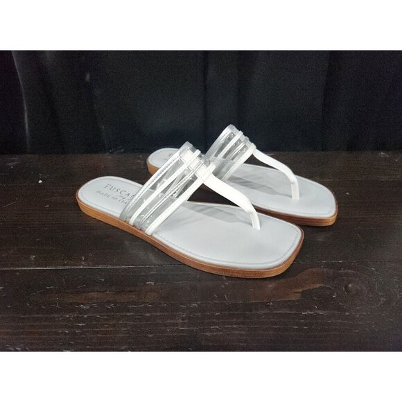 Tuscany by Easy Street White Antea Square Toe Thong Sandals/Sz. 7.5M NWOB - Picture 3 of 9